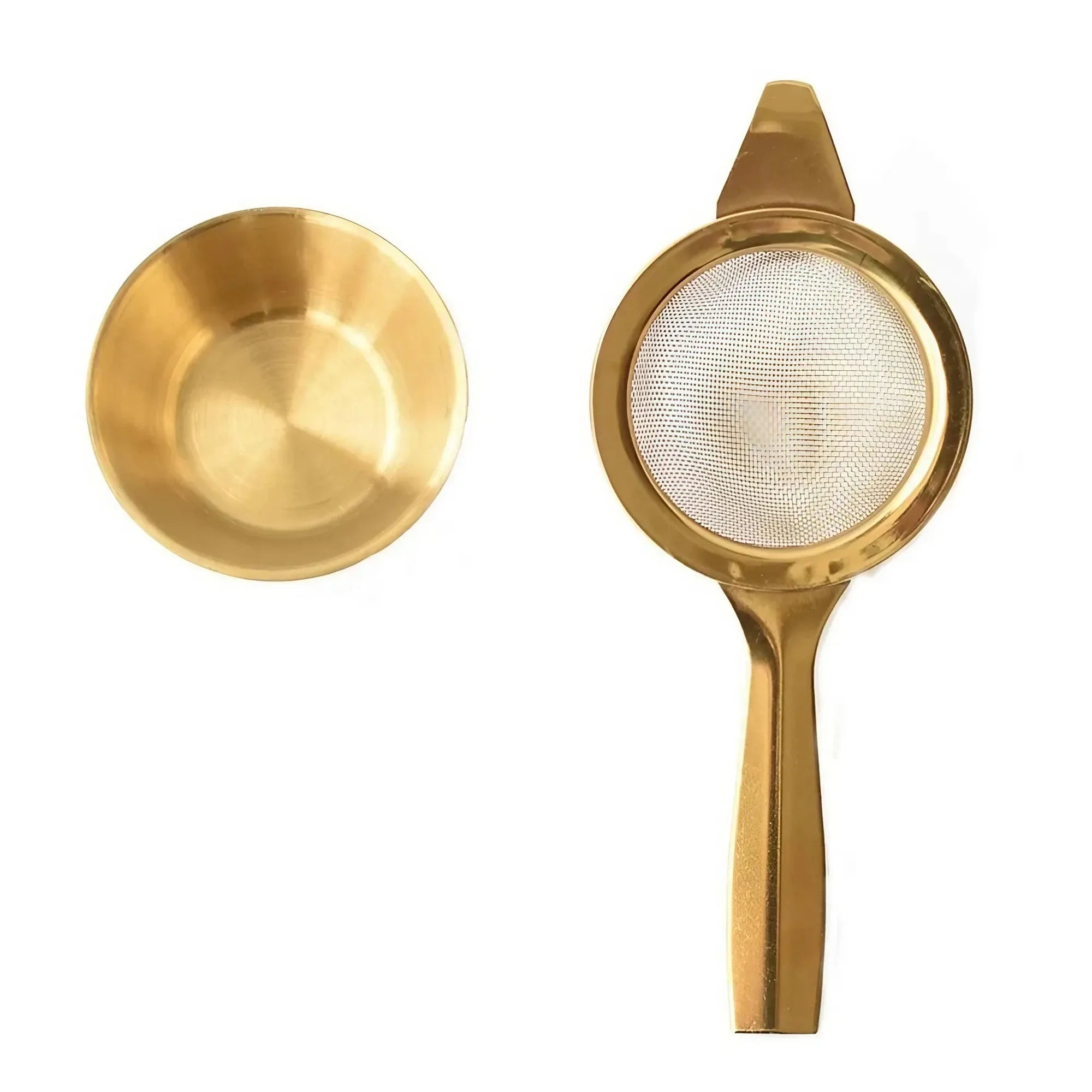 Gold Stainless Steel Tea Strainer with Cup Holder, 1 set mi maiv