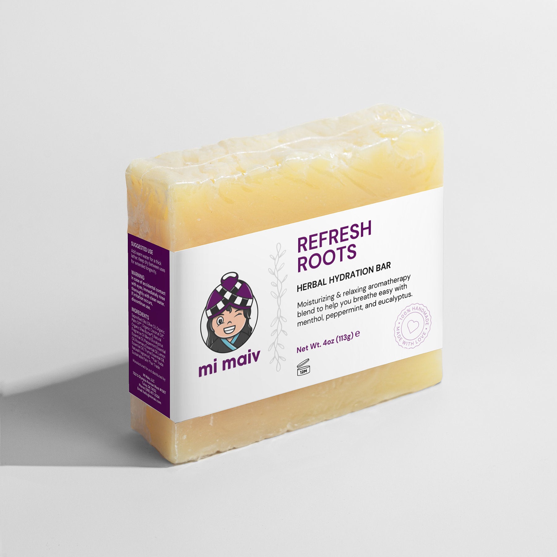 Refresh Roots Herbal Hydration Bar, Handcrafted, 4 oz