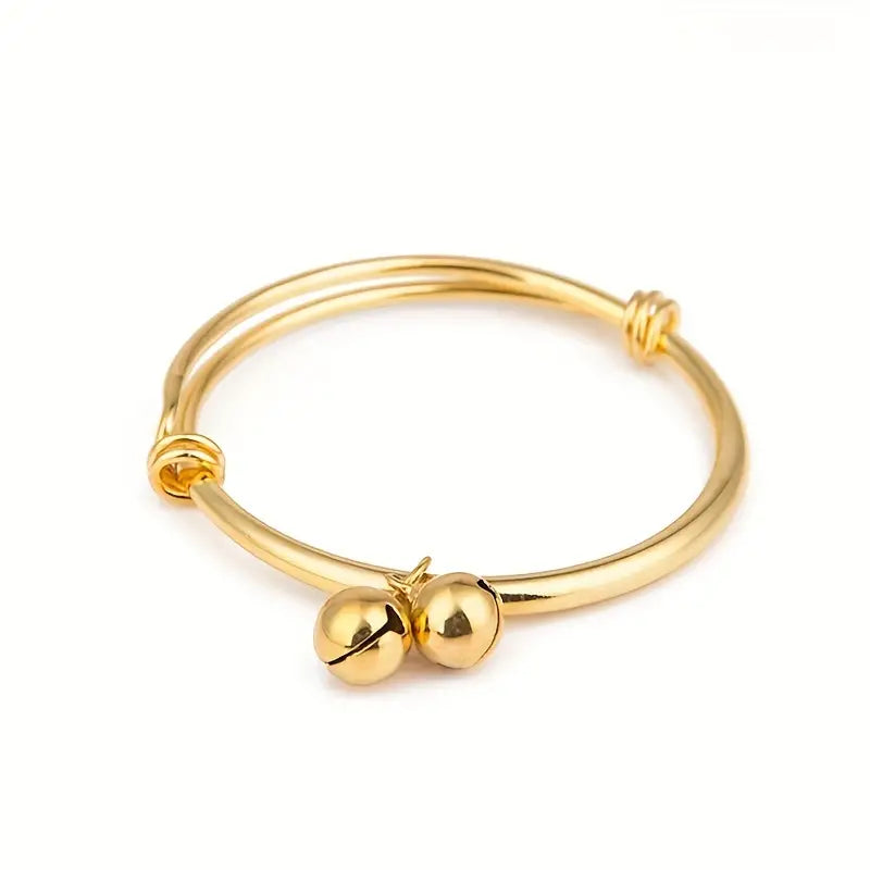Hmong Simple Gold Bangle Bracelet for Kids, 1 pair