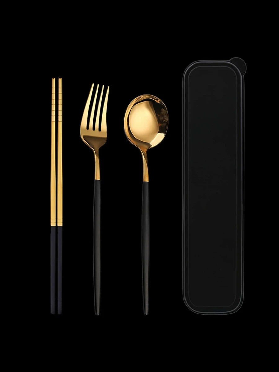 Gold Stainless Steel Portable Cutlery Set mi maiv