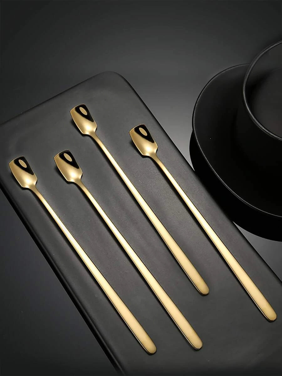 Gold Stainless Steel Stirring Long Handle Spoon Set mi maiv
