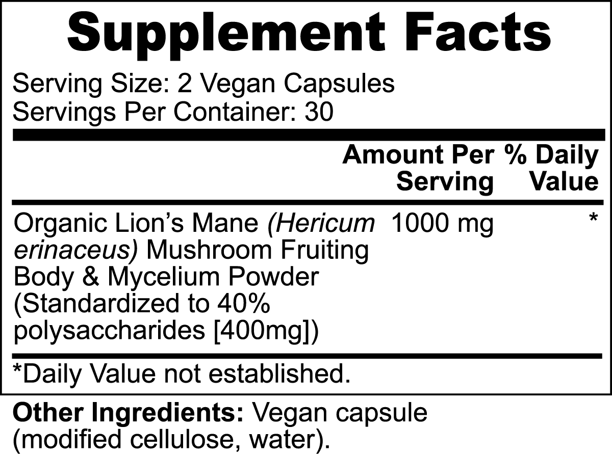 Lion's Mane Mushroom 1000 mg, Capsules, 60 ea mi maiv