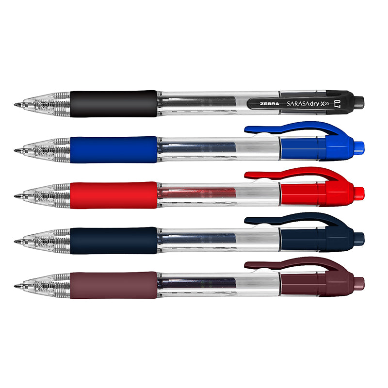 Zebra Sarasa Dry X-20 Retractable Gel Pen With Rubber Grip